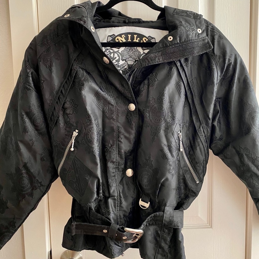 NILS Vintage Black Belted Puffer Ski Jacket